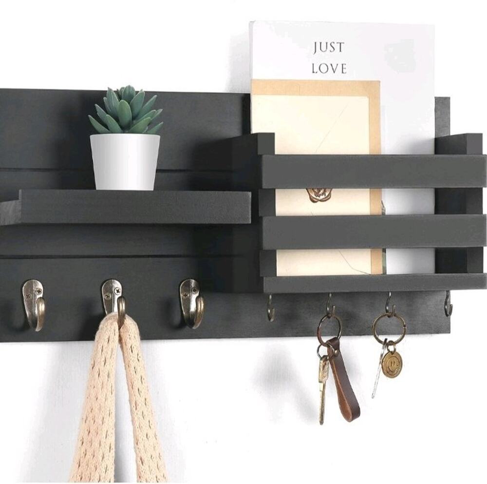Mail Organizer for Wall Mount – Key Holder w/ Shelf (16.5” x 8.7” x 3.5”)